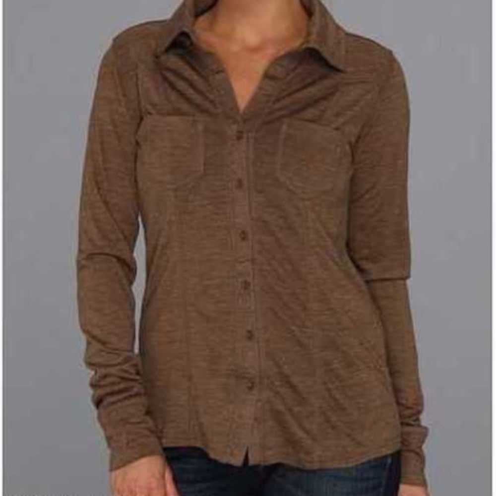 Prana Luna Long Sleeve Button up Taupe XS